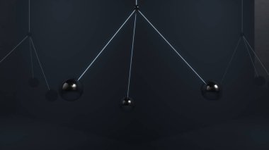 Metal balls swing in the air without colliding with each other. 3d illustration clipart