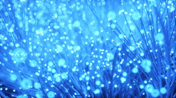 Distribution of the light signal. Growing bunch of optical fibers. Used for high speed internet connection. 3d illustration