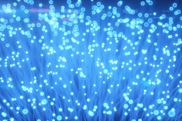 Millions of fiber optic wires transmitting a signal, flashing signal, the concept of the latest technology. 3d illustration