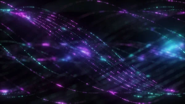 Abstrakt spiral bakgrund med partiklar. Rotation Tech energi och flare dynamiska strålar fiberljus bakgrund. Modernt ultraviolett ljus. Blått spektrum. 3D-illustration — Stockfoto