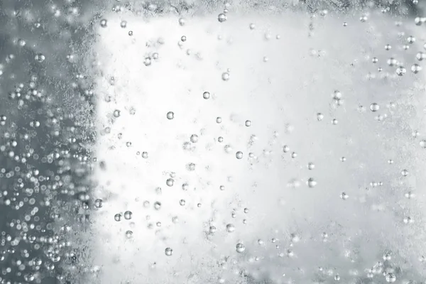 Ice Cube närbild med bubblor inuti, Ice Texture 3D illustration — Stockfoto