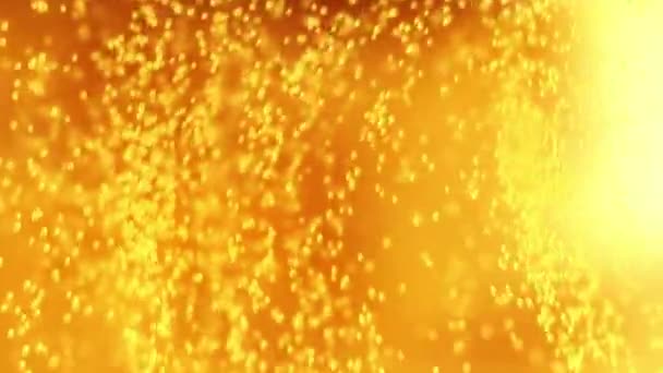 3D-Darstellung von feinen Blasen, die in einem Glas mit orangefarbener Flüssigkeit aufsteigen. abstrakte Blasenhintergründe — Stockvideo