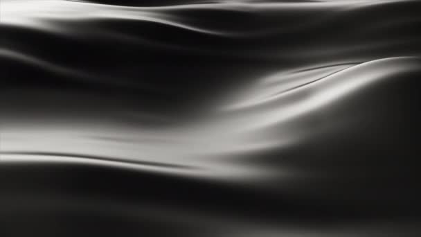 3d render abstract background of a developing fabric. Wave motion on black silk. Seamless loop 4k animation — Stock Video