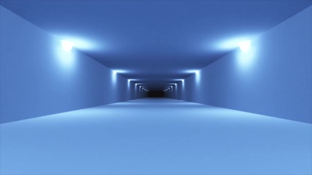 Futurista azul túnel de ciencia ficción interior — Vídeos de Stock