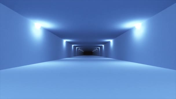 Futuristic blue sci-fi tunnel interior — Stock Footage Futuristic blue sci-fi tunnel interior Royalty Free Stock Footage