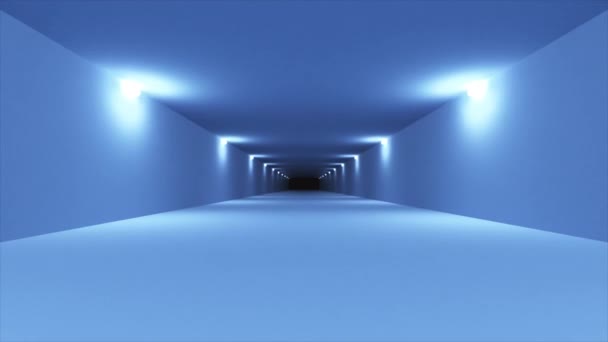 Futuristischer blauer Science-Fiction-Tunnel — Stockvideo