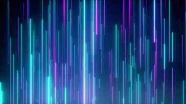 Soyut yönlü Neon çizgiler geometrik arka plan. Veri akışı. Optik fiber. Patlama yıldızı. Dikişsiz döngü 4k hareket efekti. Mavi mor modern ışık spektrum, floresan ultraviyole ışık.