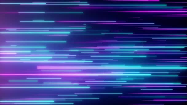 Abstrait lignes directionnelles néon fond géométrique. Flux de données. Fibre optique. Étoile explosive. Boucle sans couture effet de mouvement 4k. Spectre lumineux moderne violet bleu, lumière ultraviolette fluorescente .