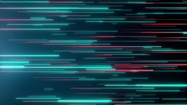 Abstrait lignes directionnelles néon fond géométrique. Flux de données. Fibre optique. Étoile explosive. Boucle sans couture effet de mouvement 4k. Spectre lumineux moderne rouge bleu, lumière ultraviolette fluorescente .