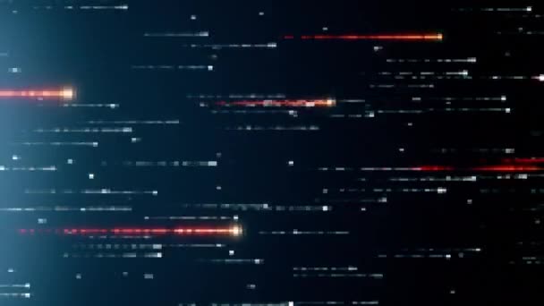 Fond de la technologie abstraite avec animation de particules de code clignotantes volantes rapides comme transfert de données. Boucle sans couture rendu 3d. spectre de couleur bleu moderne 