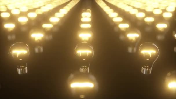 白熱電球の点滅の無限の表面。点滅するライト。シームレスなループ 3D レンダリング — ストック動画