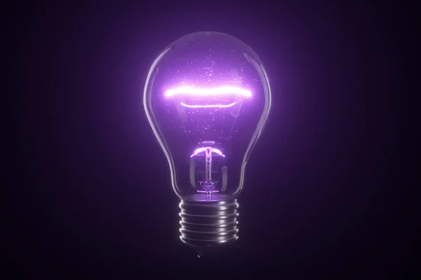 Flimrande volfram glödlampa lampa över svart isolerad bakgrund. 3D-illustration — Stockfoto
