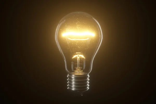 Flickering lâmpada lâmpada de tungstênio sobre fundo isolado preto. ilustração 3d — Fotografia de Stock