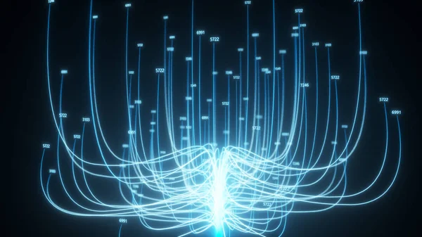 Growing tree transmitting internet cloud computing data. The concept of network technologies, neural networks or artificial intelligence 3d illustration — Stock Photo, Image