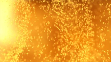 Turuncu Sıvı ile Bir Bardak Rising Fine Bubbles 3d illüstrasyon. Soyut Bubble Arka Plan