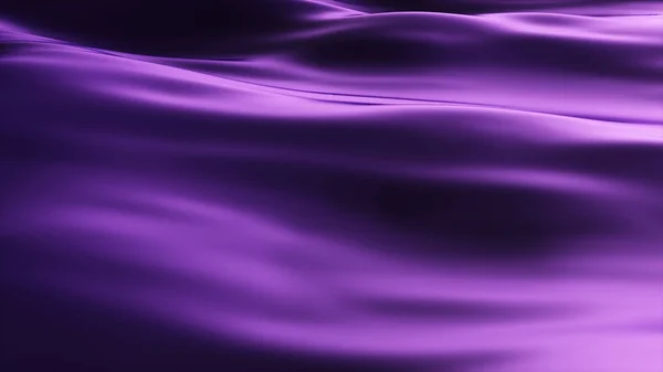 Illustration 3D fond abstrait d'un tissu en développement. Mouvement des vagues sur soie violette . — Photo