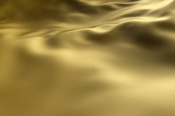 Fondo de onda dorada. Ilustración abstracta en 3D de fondo líquido dorado. Textura dorada. Paño, terciopelo, lava, turrón, caramelo, ámbar, miel, aceite . — Foto de Stock