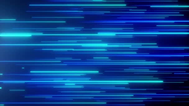 Fondo geométrico de líneas de neón direccionales abstractas. Flujo de datos. Fibra óptica. Estrella de explosión. Efecto de movimiento 4k de bucle sin costura. Espectro de luz azul moderno, luz ultravioleta fluorescente. — Vídeo de stock