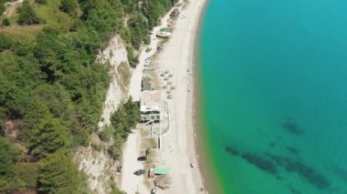 Plaj, mercan ve deniz ile güzellik doğa manzara Yukarıdan aşağıya 4k video
