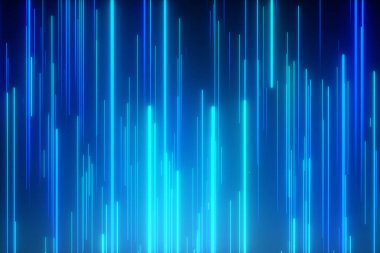 Soyut yönlü neon çizgiler geometrik arka plan. Veri akışı. Optik fiber. Patlama yıldızı. 3d illüstrasyon hareket etkisi. Mavi modern ışık spektrumu, floresan ultraviyole ışık.