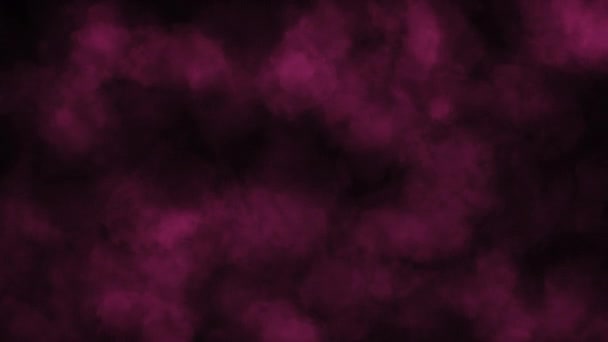 孤立した黒い背景に壮大な煙の紫色のパフ。大気の煙。スローモーションでフォグ効果。抽象的な煙雲。シームレスループ4k 3Dアニメーション — ストック動画