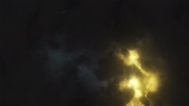 Des éclairs scintillants traversent des nuages orageux denses. Épique éclair dans le ciel sous la pluie. Boucle sans couture rendu 3d 