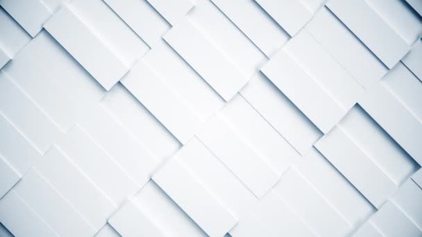 Biała abstrakcyjna struktura ruchoma prostokątów. Lekki jasny czysty minimalny prostokątny wzór siatki, losowe machając płótno tło w czystej białej ścianie. Płynne renderowanie w pętli 3D — Wideo stockowe