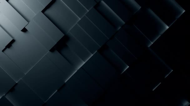 Zwarte abstracte bewegende structuur van rechthoeken met een bewegende lichtbron — Stockvideo