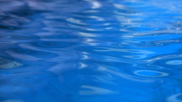 Eau bleue pure dans la piscine avec des reflets lumineux. Illustration 3d — Photo