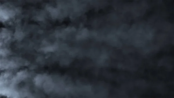 Asap yang bergerak cepat pada latar belakang hitam yang terisolasi. Efek Kabut 4K asap atmosfer. Elemen VFX. Latar belakang bahaya. Awan asap abstrak. Ilustrasi 3d — Stok Foto