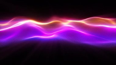 Soyut dalga yüzeyi. Büyük parçacık verileri. Fütürist neon parlayan yüzey. Soyut hareket arkaplanı. Kusursuz 3D döngü oluşturucu