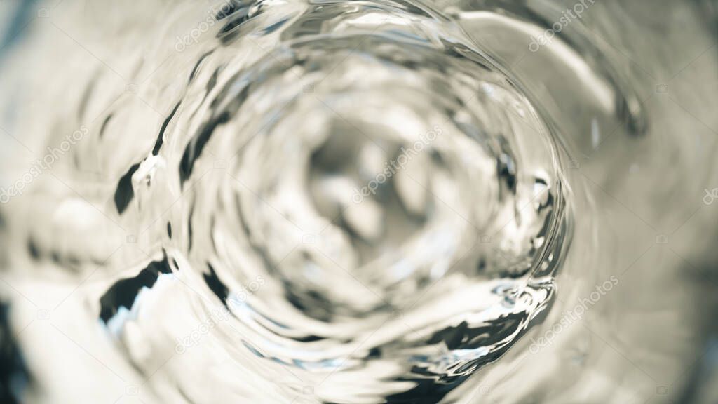 Water moves in a glass in slow motion. Abstract water background. 3d illustration