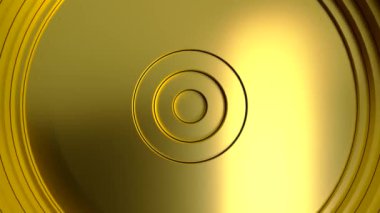 Yer değiştirmenin etkisiyle oluşan altın soyut daireler. Altın daireler eğimli, kusursuz döngü animasyonu dalgalandırır. 3B görüntüleme