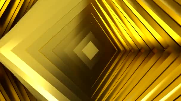 Modèle abstrait d'or de carrés avec l'effet de déplacement. Cercles d'or ondulation gradient animation.3D rendu — Video