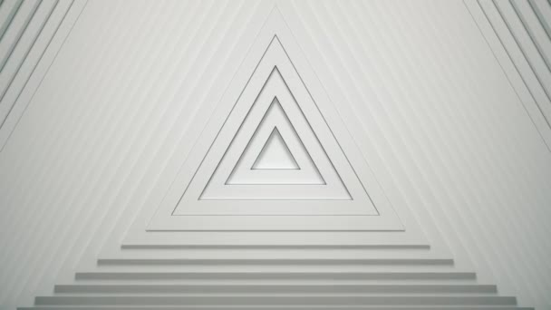 Patrón de triángulos abstractos con efecto offset. Animación de triángulos blancos en blanco. Antecedentes abstractos para la presentación empresarial. Lazo inconsútil 4k 3D render — Vídeos de Stock