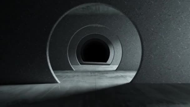 Volo infinito in un tunnel di cemento grigio. loop senza soluzione di continuità astratto animazione 3d — Video Stock