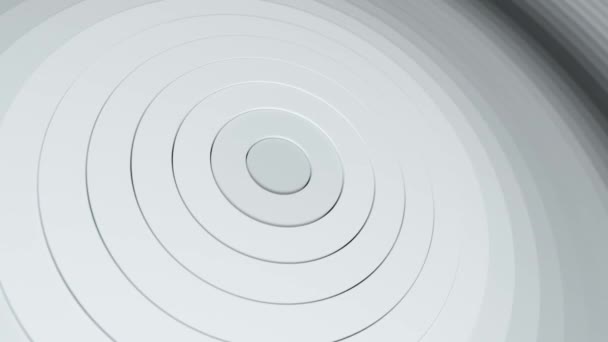 Modello astratto a cerchi con effetto offset e sfumatura liscia in bianco e nero. Animazione di anelli puliti chiari e scuri. Sfondo astratto per la presentazione aziendale. loop 4k rendering 3D senza soluzione di continuità — Video Stock