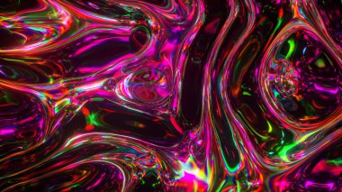 Renkli soyut animasyon arka planı. Şeffaf çok renkli cam yüzeyin hareketi. Sıvı etkisinin aktif hareketi. Kavramsal sanat. Gökkuşağı gradyanı. 3d illüstrasyon