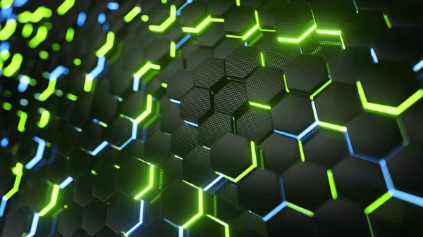 Résumé Fond Technologie Science Fiction Mode Avec Motif Hexagonal Concept — Photo