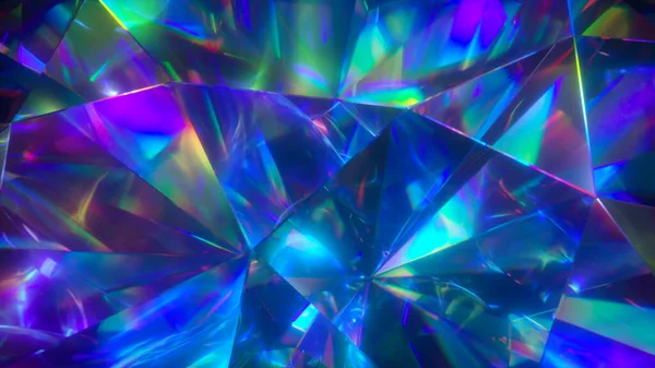 光はゆっくりと回転するダイヤモンドの面を通過し 繰り返し輝くハイライトと明るい虹色を作り出します 虹色の光の分散 3Dイラスト — ストック写真