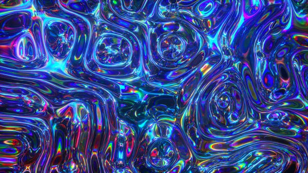 色彩丰富的抽象动画背景 透明多色玻璃表面的运动 液体作用的主动运动 概念艺术 彩虹梯度 3D说明 — 图库照片