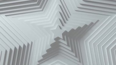 Değişken efektli ve pürüzsüz beyaz renkli soyut yıldız deseni. Beyaz boş yıldızların animasyonu. İş sunumu için soyut bir özgeçmiş. Kusursuz döngü 4k 3D oluşturucu