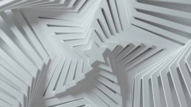 Değişken efektli ve pürüzsüz beyaz renkli soyut yıldız deseni. Beyaz boş yıldızların animasyonu. İş sunumu için soyut bir özgeçmiş. Kusursuz döngü 4k 3D oluşturucu