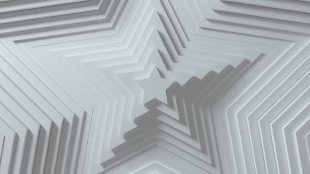 Patrón de estrella abstracto con efecto offset y color blanco liso. Animación de estrellas blancas en blanco. Antecedentes abstractos para la presentación empresarial. Lazo inconsútil 4k 3D render — Vídeo de stock