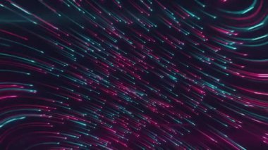 Uzayda dönen ışık çizgilerinden soyut neon arkaplan. Kusursuz 3D döngü oluşturucu