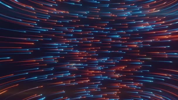 Abstract neon background from light lines swirling in space. Seamless loop 3d render — Stock Video