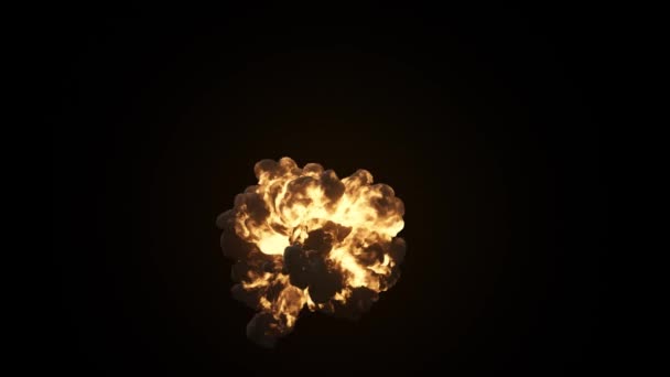 Ультра реалистичный взрыв с густым черным дымом на изолированном черном фоне в замедленной съемке. 3D рендеринг — стоковое видео