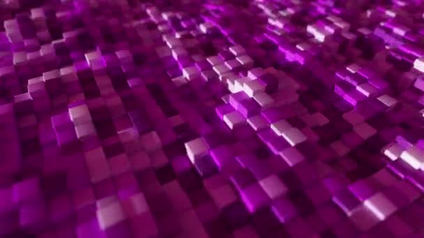 Абстрактный фон из каменных цветных кубиков с эффектом случайного смещения. Бесшовный трехмерный рендер — стоковое видео