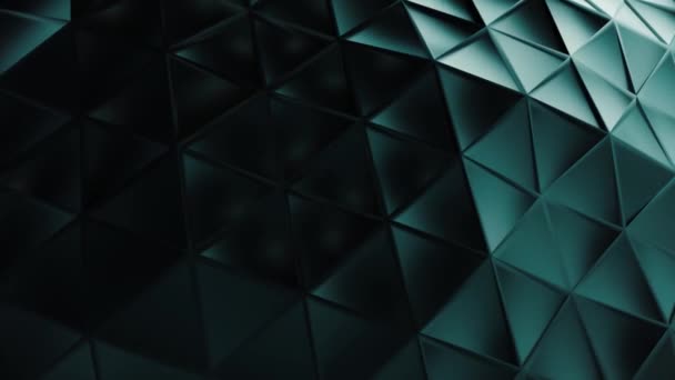 연결 된 삼각형으로 만들어 진 투명 한 검은 플라스틱 표면이다. 바닷물없는 루프 3d 렌더링 — 비디오