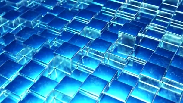 Fond métallique bleu abstrait de cubes. Mur d'un cube en métal. Boucle sans couture rendu 3d — Video